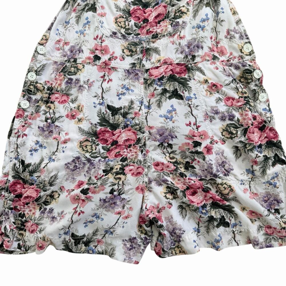 Vintage 90’s Floral Rayon Shortalls Overalls Size M - Picture 6 of 7
